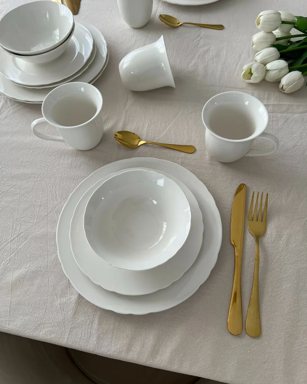 Tafelservice 16-teilig ELDERBERRY Porzellan Weiss