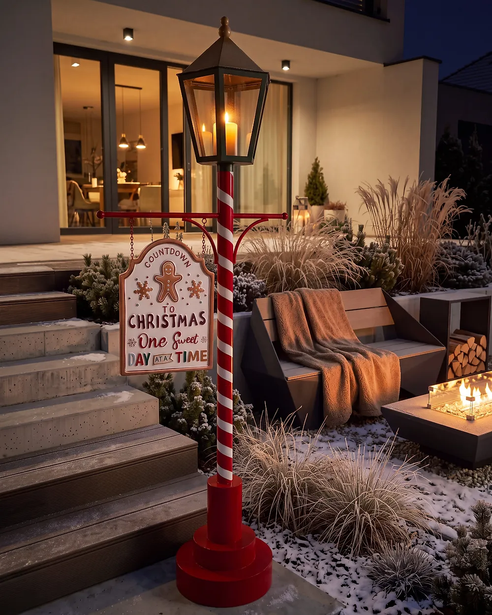 Weihnachtsdekoration KAAVI 140 cm Pollerleuchte Rot / Weiss