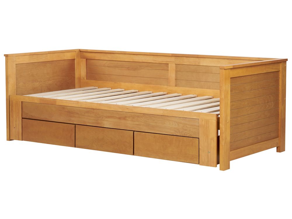 Wooden EU Single to Super King Size Daybed with Storage Light CAHORS Beliani