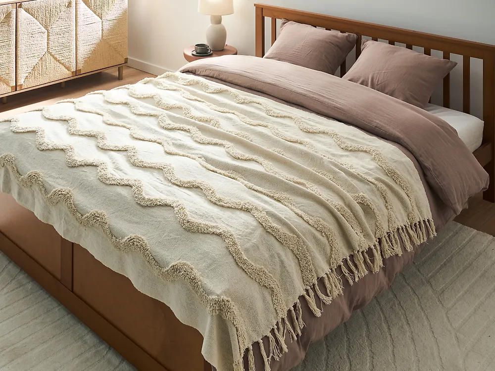 Kuscheldecke KHARI Baumwolle 150 x 200 cm Hellbeige