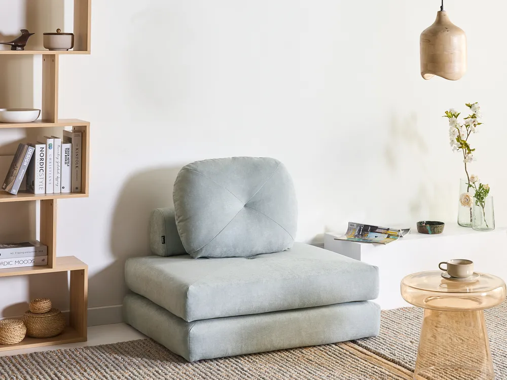Sofa rozkładana jednoosobowa OLDEN Szenil Błękitny