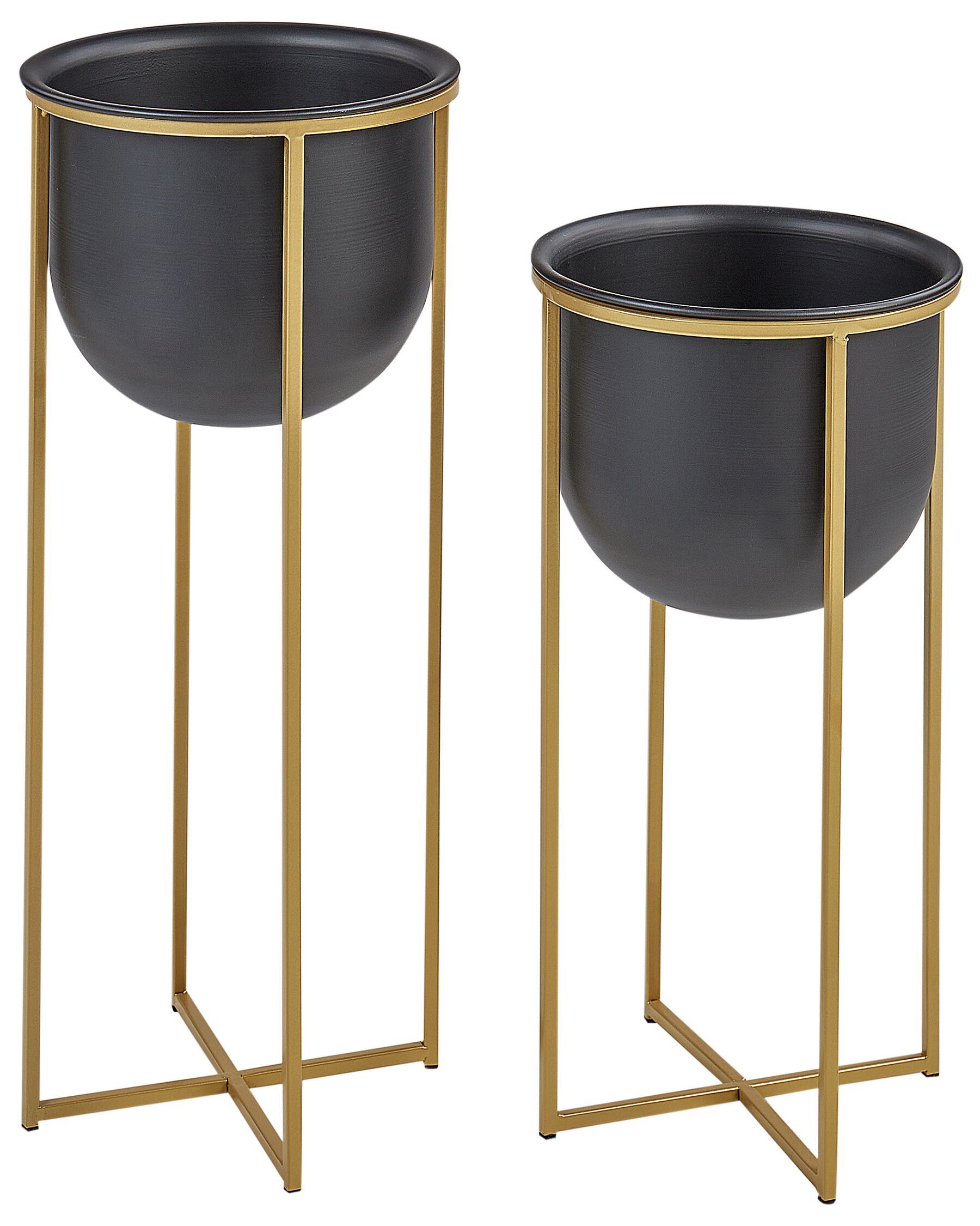 Set of 2 Metal Plant Pot Stands Black THUJA_933699