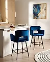 Set of 2 Bar Chairs SANILAC Velvet Navy Blue