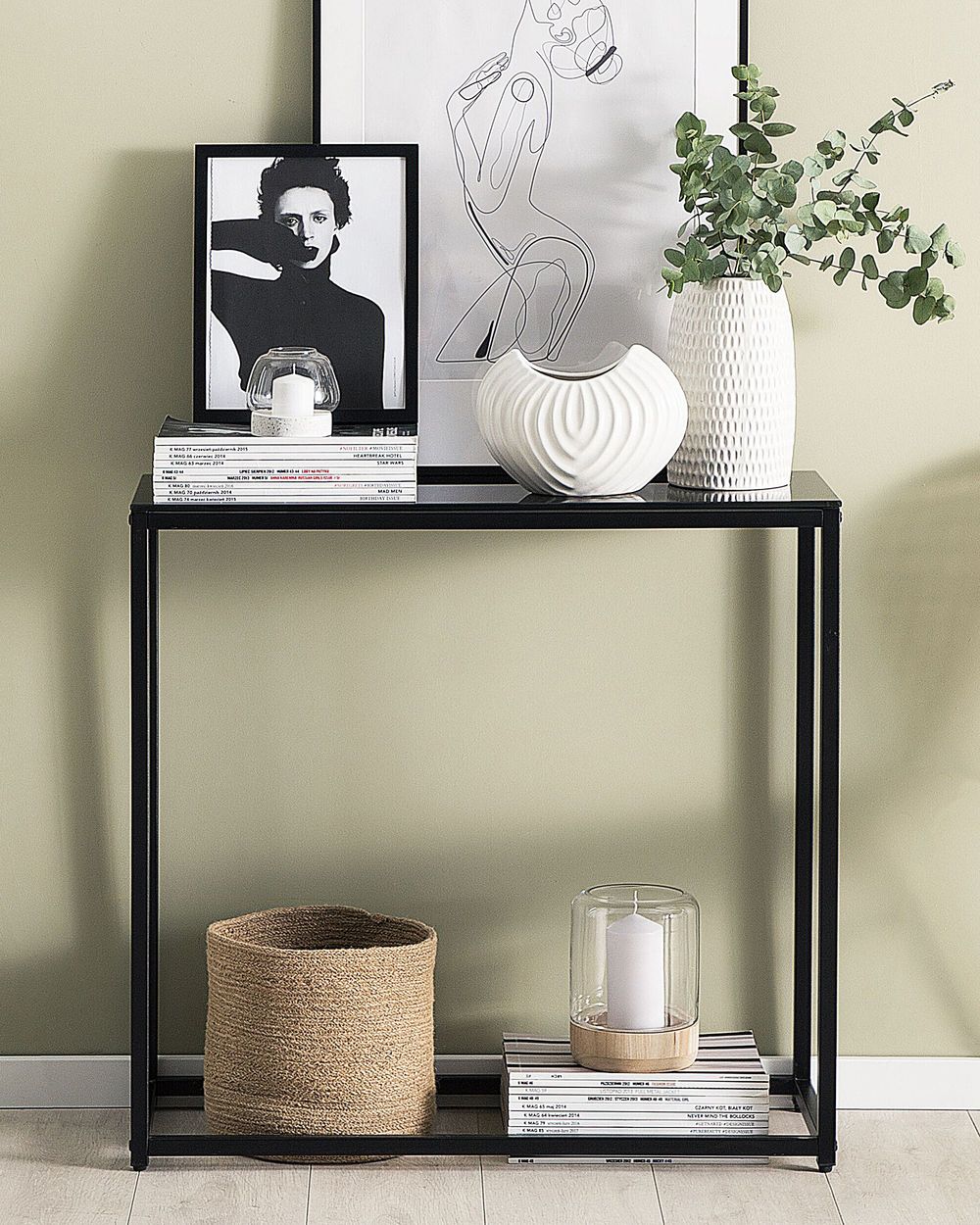 Console Table DELANO Tempered Glass Black