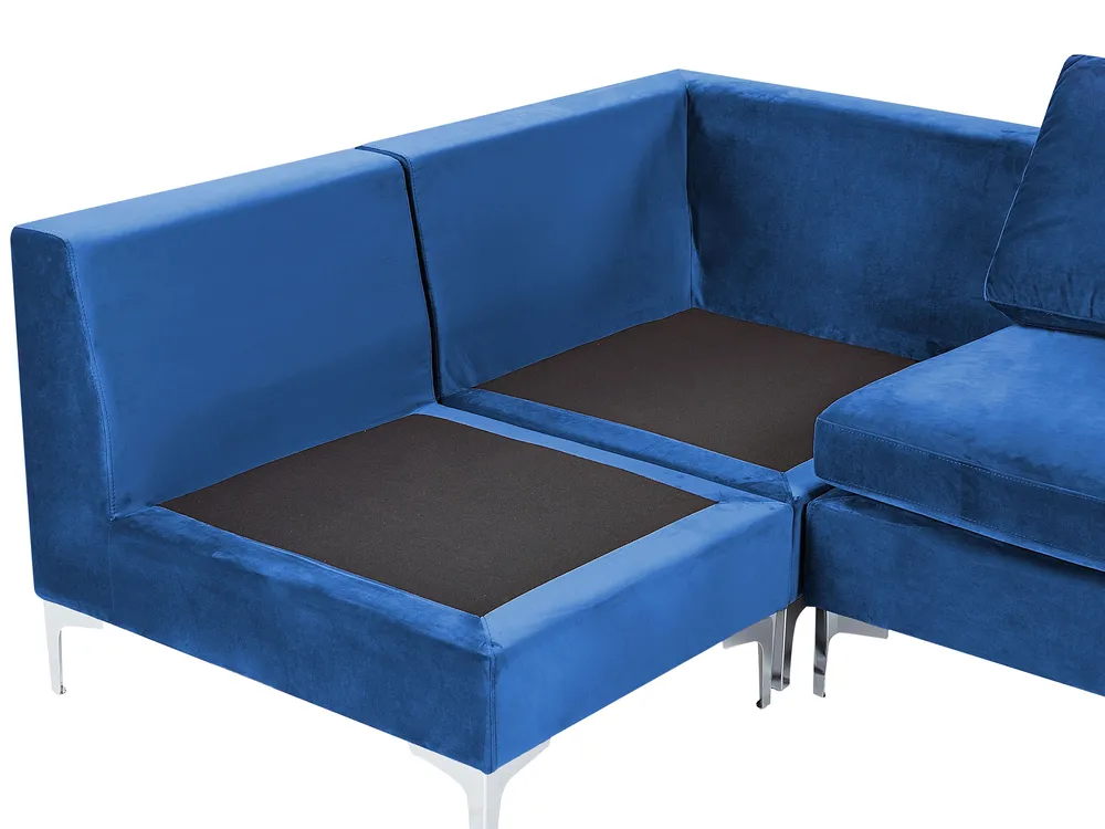 Modular Corner Sofa 6 Seater EVJA Velvet Navy Blue Right Hand_859786