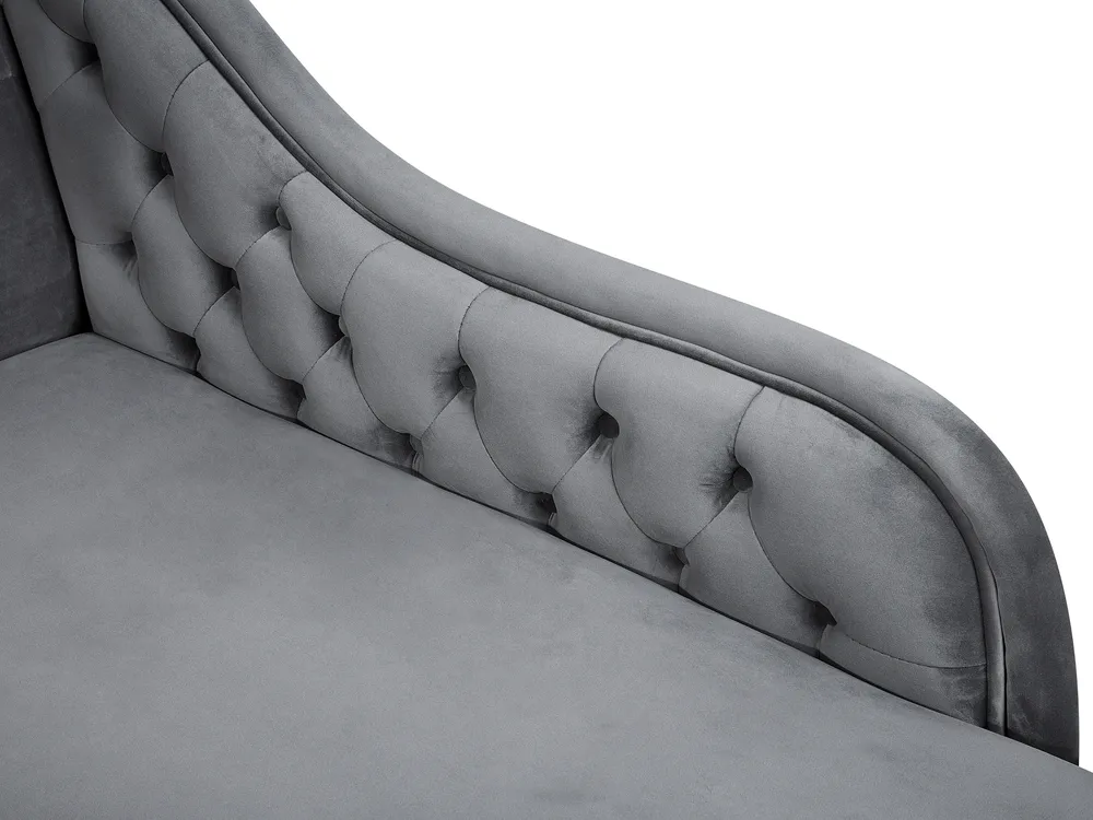 Left-Hand Chaise Longue NIMES Velvet Grey_696817