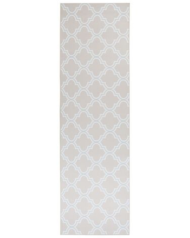 Teppich beige 60 x 200 cm marokkanisches Muster Kurzflor KADAYAL