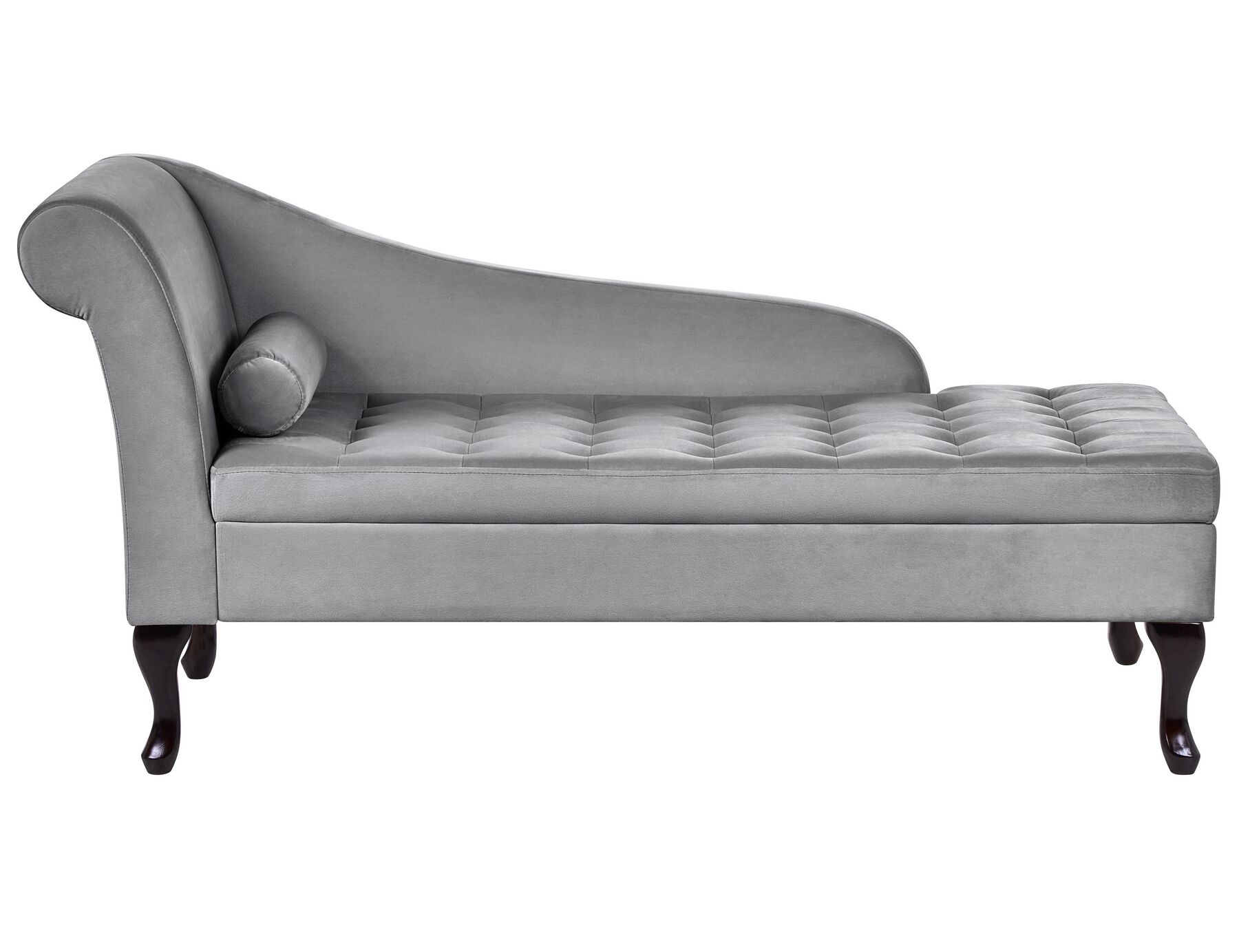 Left Hand Velvet Chaise Lounge with Storage Light Grey PESSAC_881851