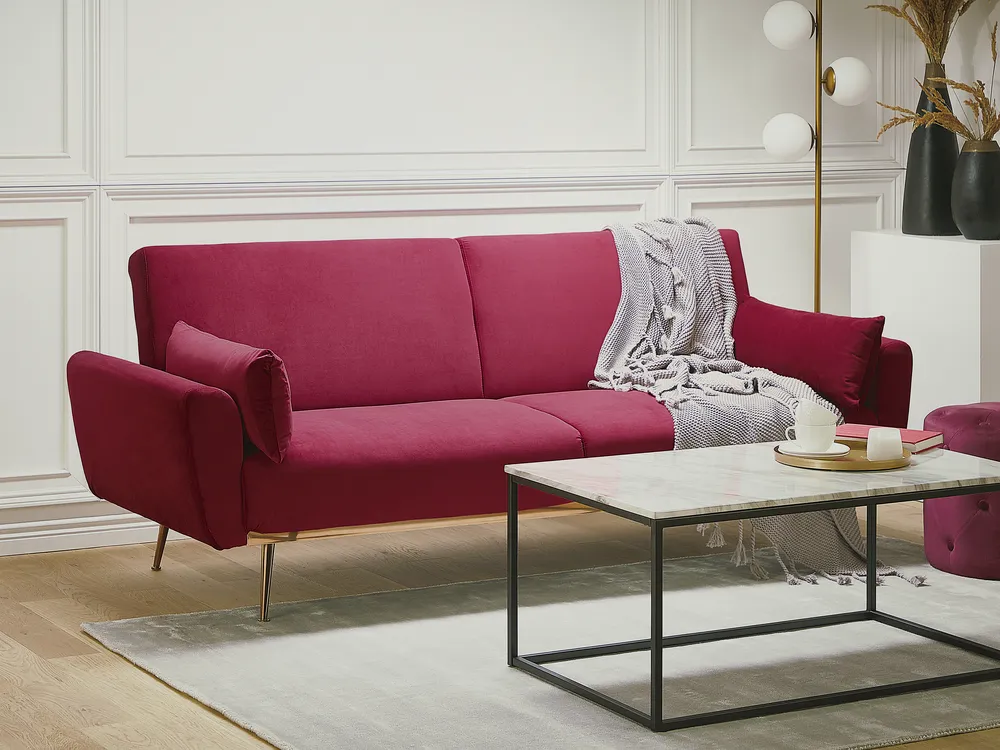 Sofa Bed 3 Seater EINA Velvet Burgundy