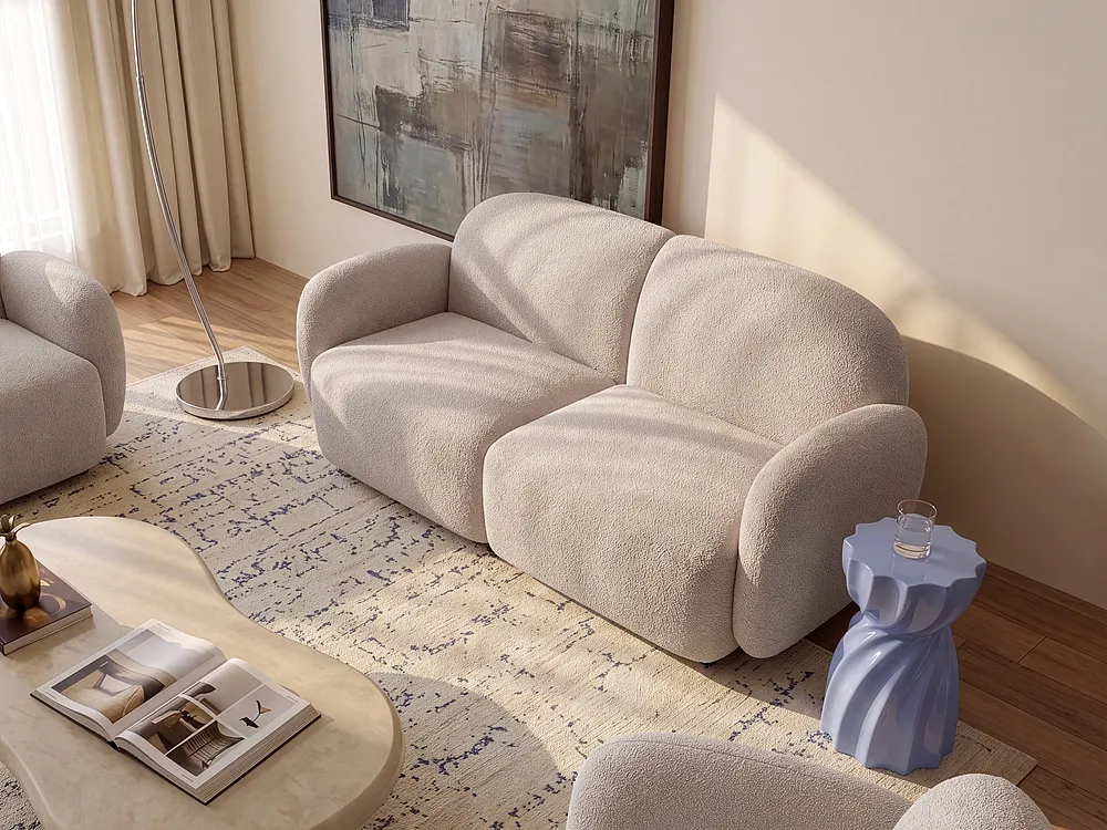 Sofa 3 Seater JULE Boucle Beige_1125961