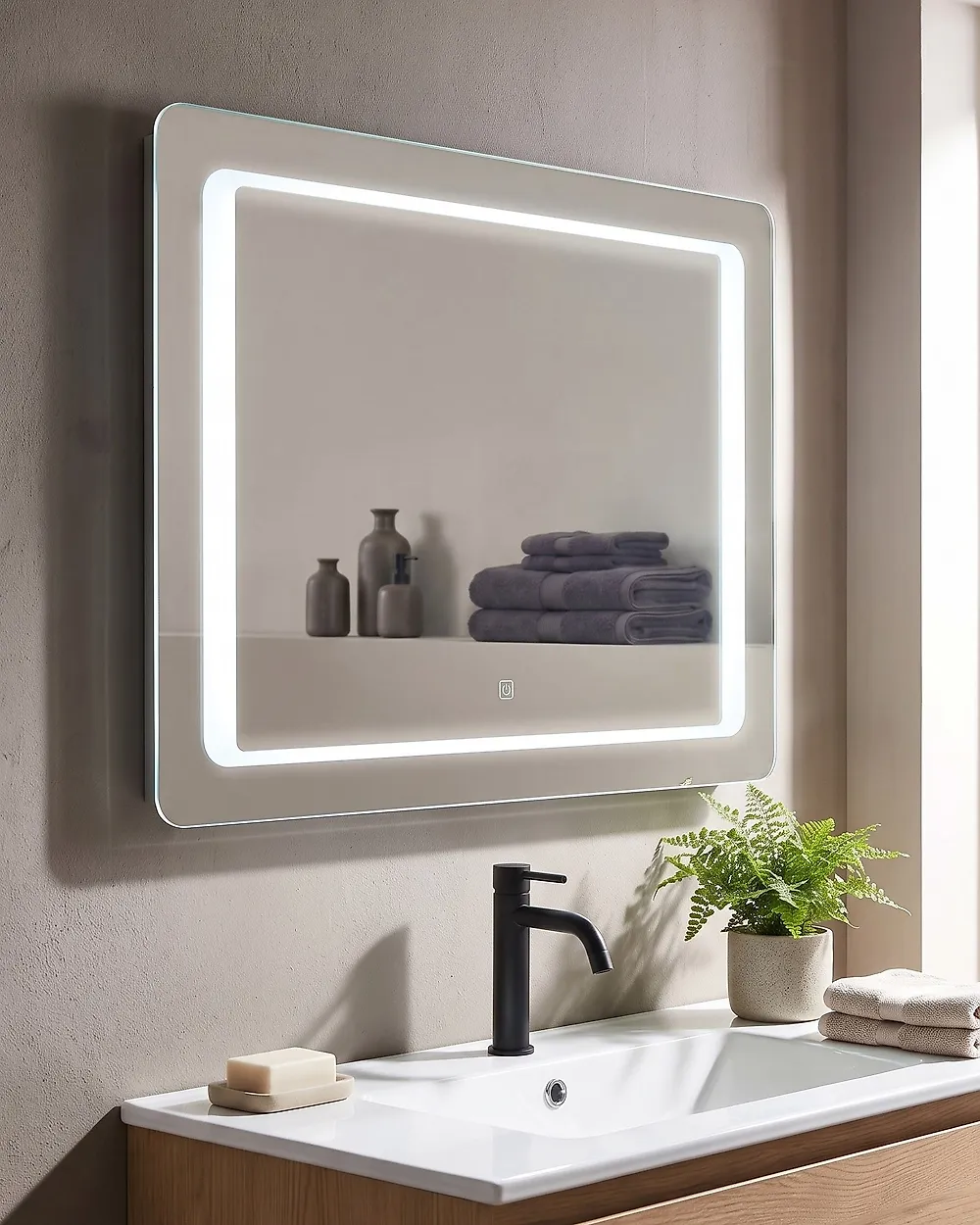 LED Bathroom Mirror WASSY 80 cm 60 cm Silver_1179489