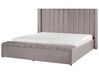 Zamatová posteľ s úložným priestorom 180 x 200 cm sivá NOYERS_764904