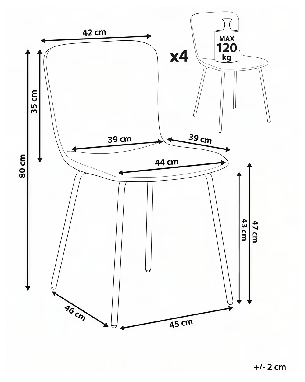 Set of 4 Dining Chairs CALDWELL Fabric Beige_1020802