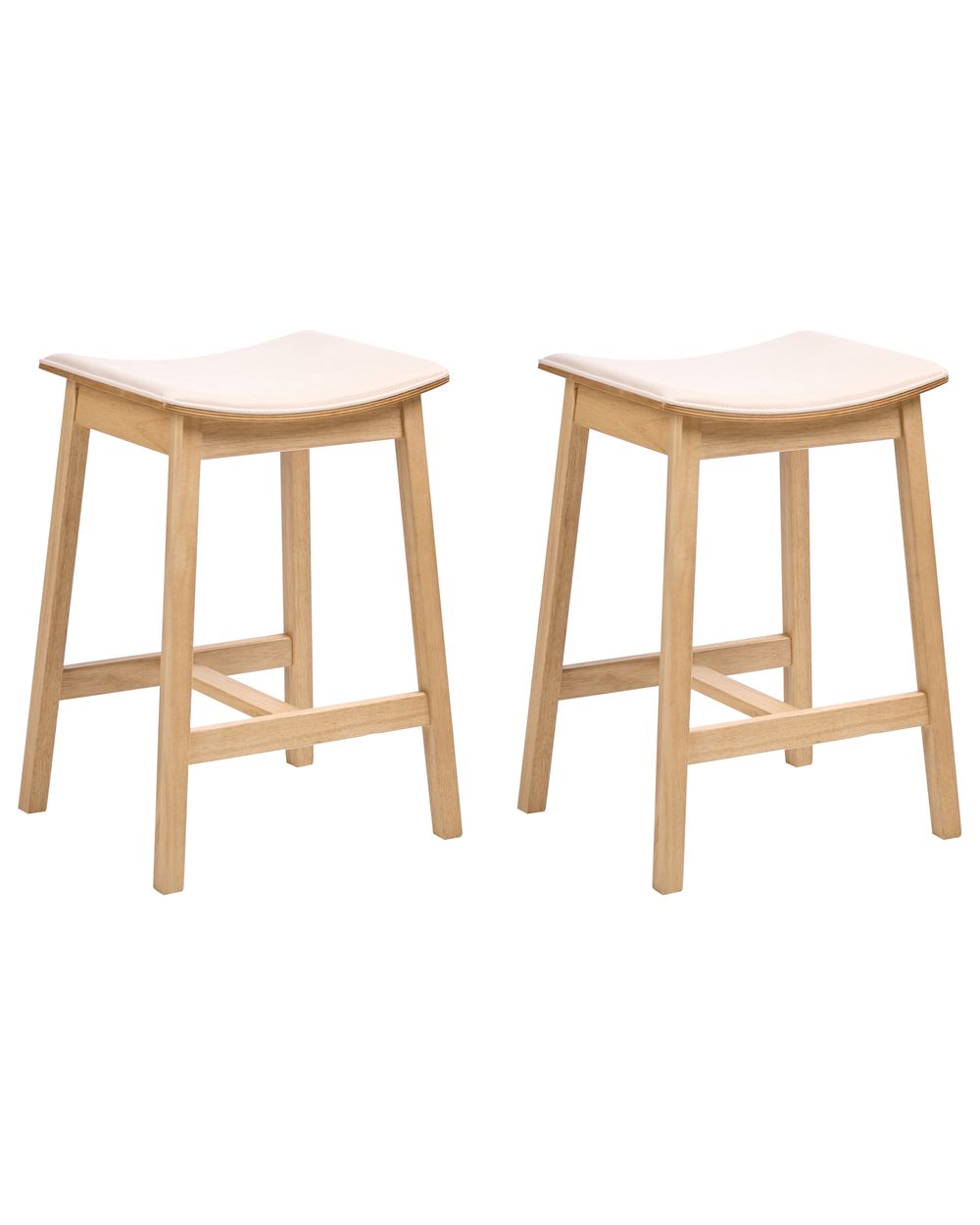 Lot de 2 tabourets de bar DIXON Bois Marron clair/blanc cassé