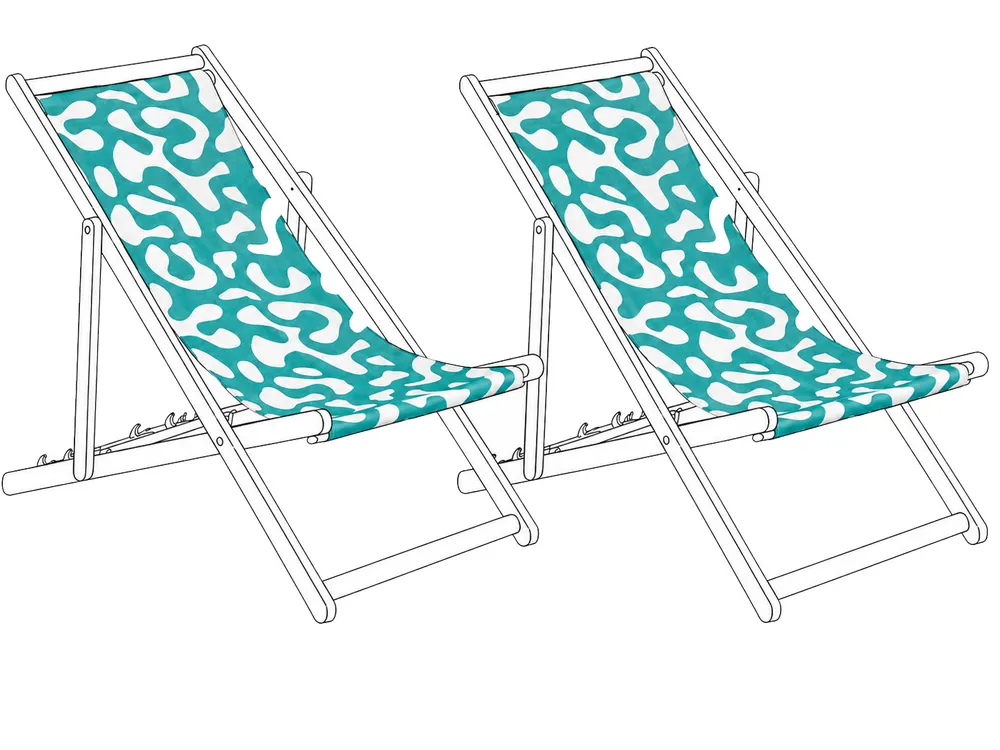 Set of 2 Sun Lounger Replacement Fabrics ANZIO/AVELLINO 113 x 44 cm Turquoise