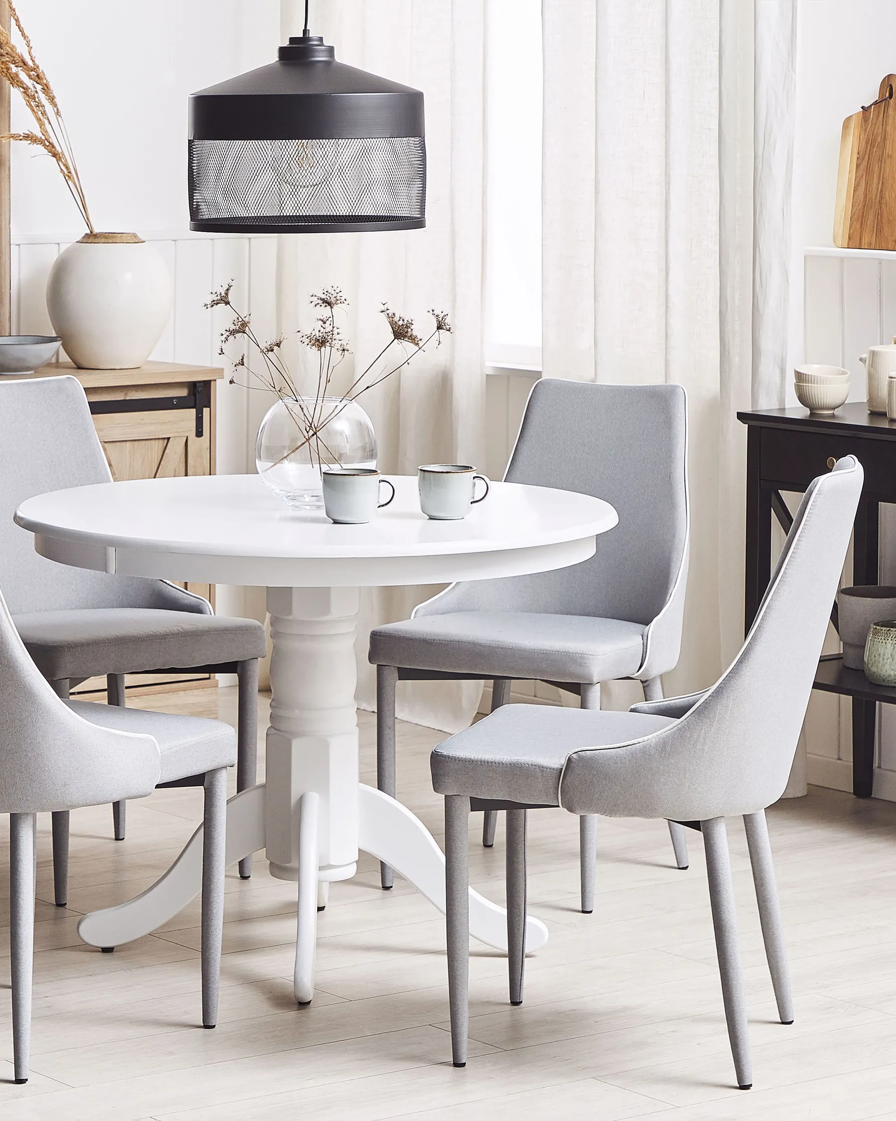 Set of 2 Dining Chairs CAMINO Fabric Light Grey_812618
