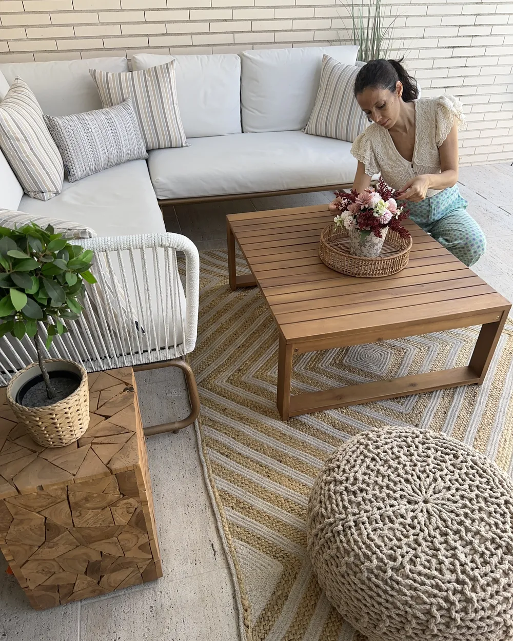 Side Table NELSON Teak Wood Brown_923158