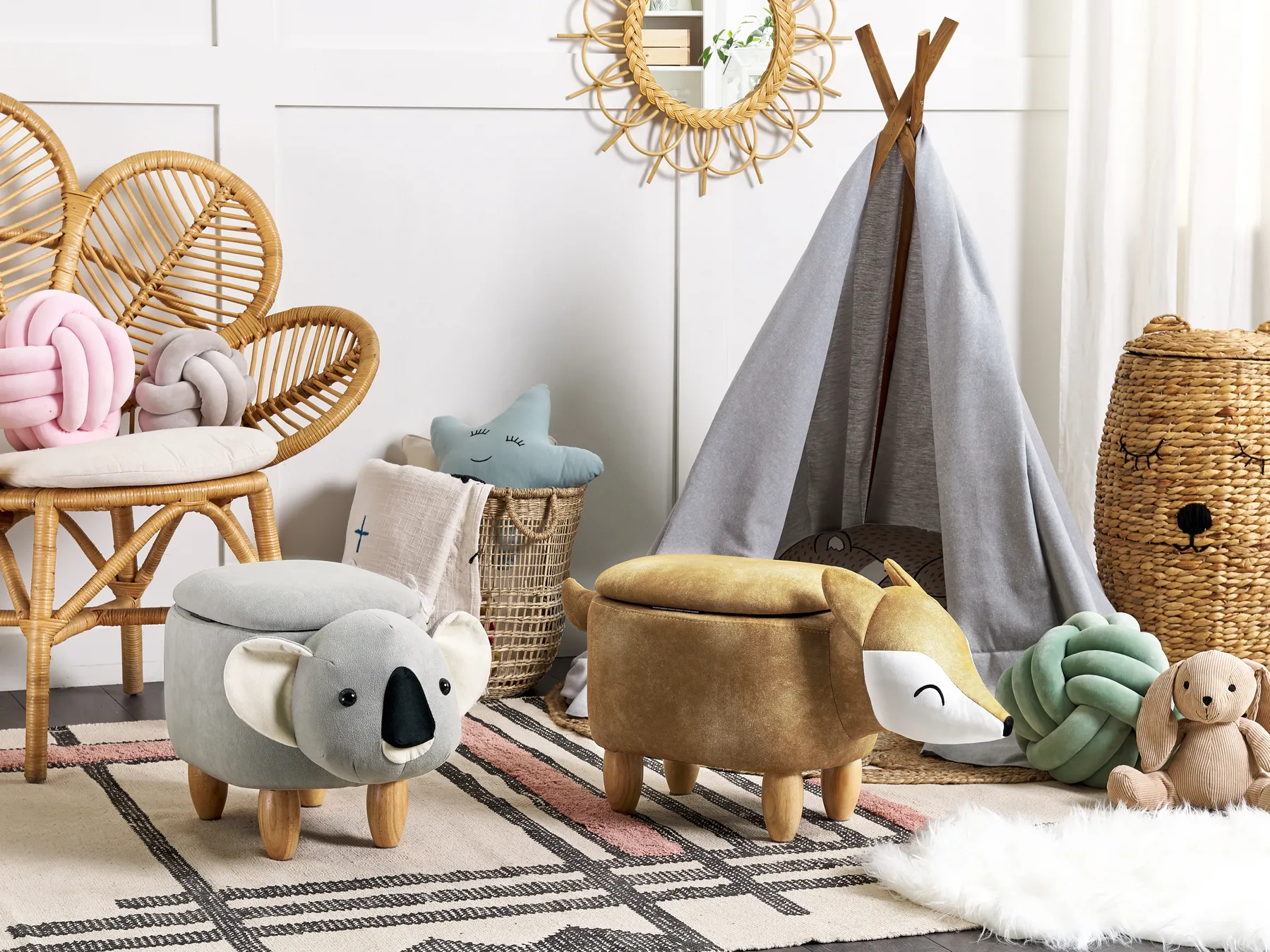 Storage Animal Stool FOX Fox Velvet Orange_836024