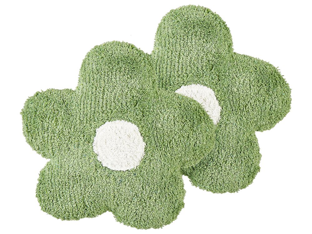 Set of 2 Decorative Cushions SORREL Cotton 30 x 30 cm Green Flower