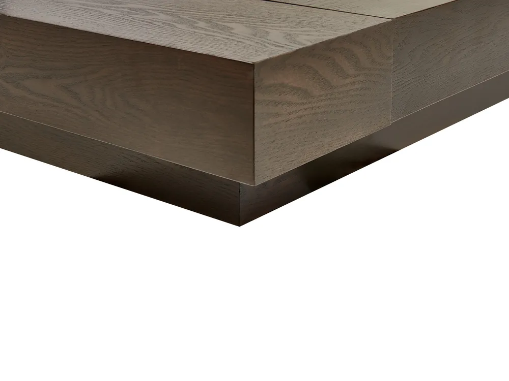 Bed with LED Faux Leather ZEN 180 x 200 cm (EU Super King) Dark Ash Wood_938493