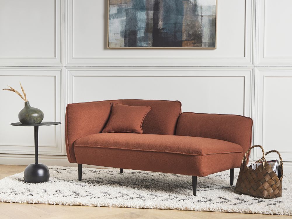 Chaise longue izquierda CHEVANNES Bouclé Rojo oscuro