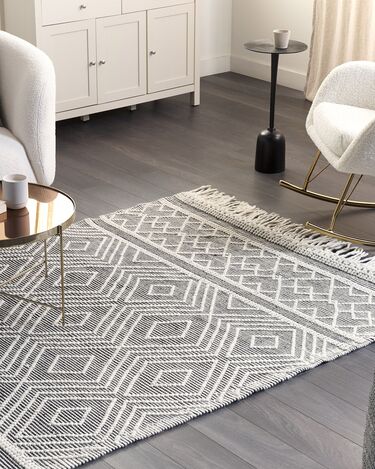 Wool Area Rug 160 x 230 cm Black and White SAVUCA