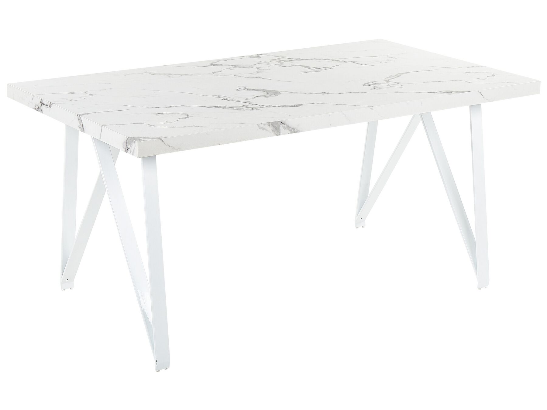 Spisebord 160 x 90 cm marmoreffekt hvit GRIEGER_850360