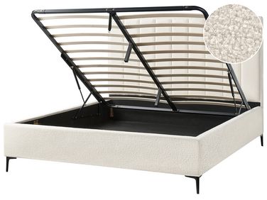 Boucle EU Super King Size Ottoman Bed Off-White SEZANNE