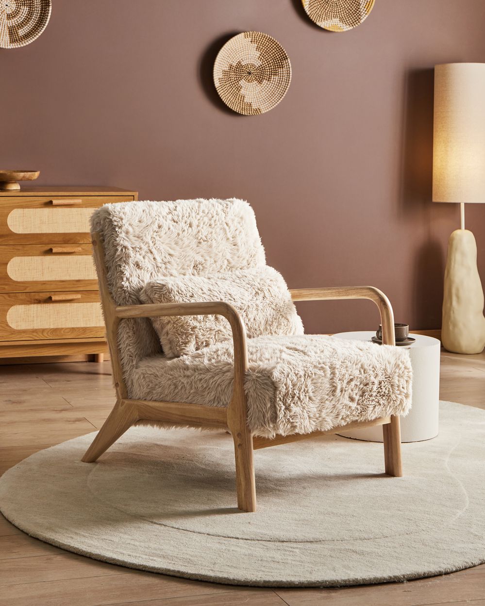 Sessel SKOVDE Webpelz Hellbeige