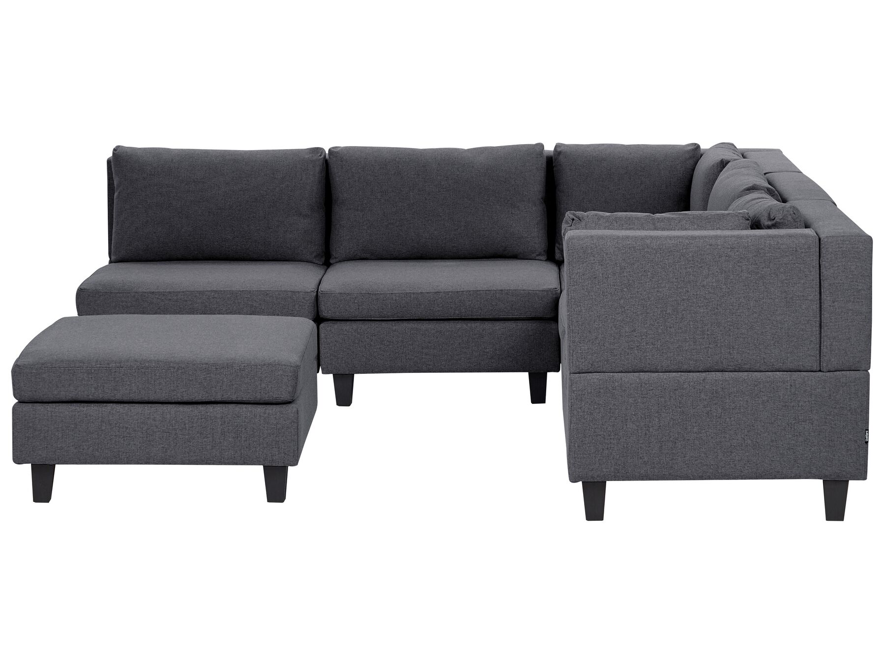 5 Seater Left Hand Modular Fabric Corner Sofa with Ottoman Dark Grey UNSTAD_924667