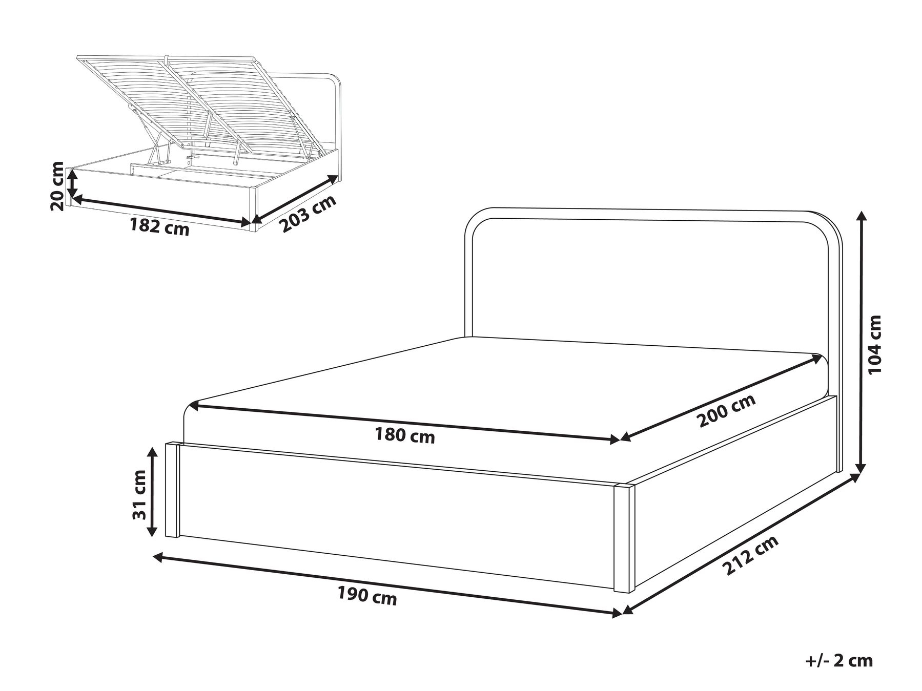 Ottoman Bed PEROUGES Light Brown 180 x 200 cm (EU Super King)_1047719