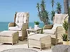 Garden Lounge Set with Table and Ottoman 2 Seater PONZA PE Rattan Beige