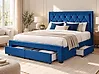 Bed with Storage Drawers LIEVIN Velvet Navy Blue 180 x 200 cm (EU Super King)