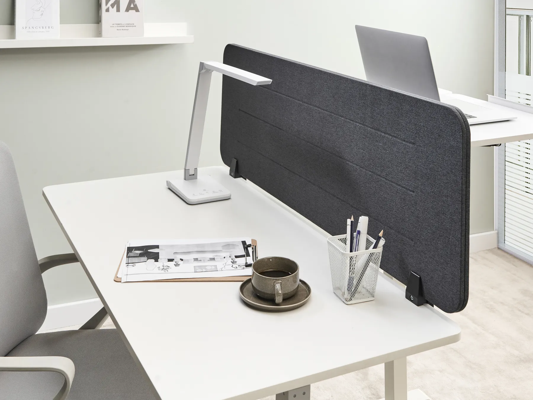 Desk Screen ZIGGY 120 x 40 cm Dark Grey_1015390