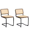Set of 2 Dining Chairs CORDOVA Rattan Brown