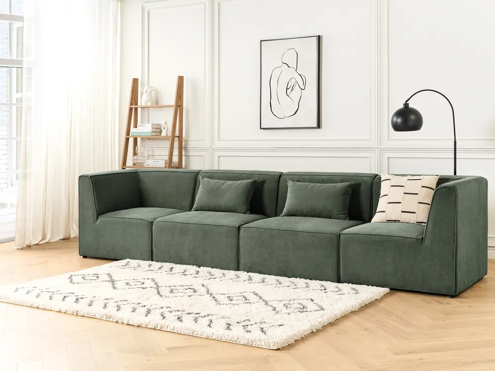 Modular Sofa Seater LEMVIG Corduroy Dark Green - Main Image