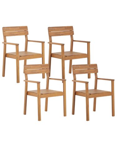 Set of 4 Acacia Wood Garden Chairs FORNELLI