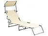 Sun Lounger FOLIGNO Reclining Metal Beige