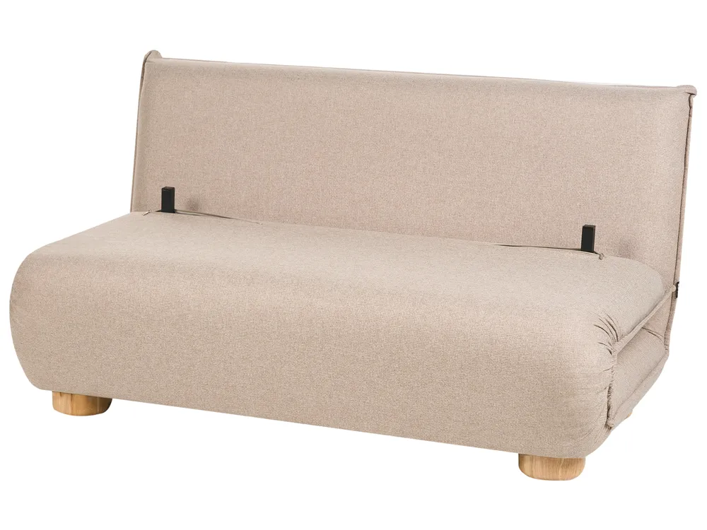Sofa Bed 2 Seater ABISKO Faux Linen Beige_1030850