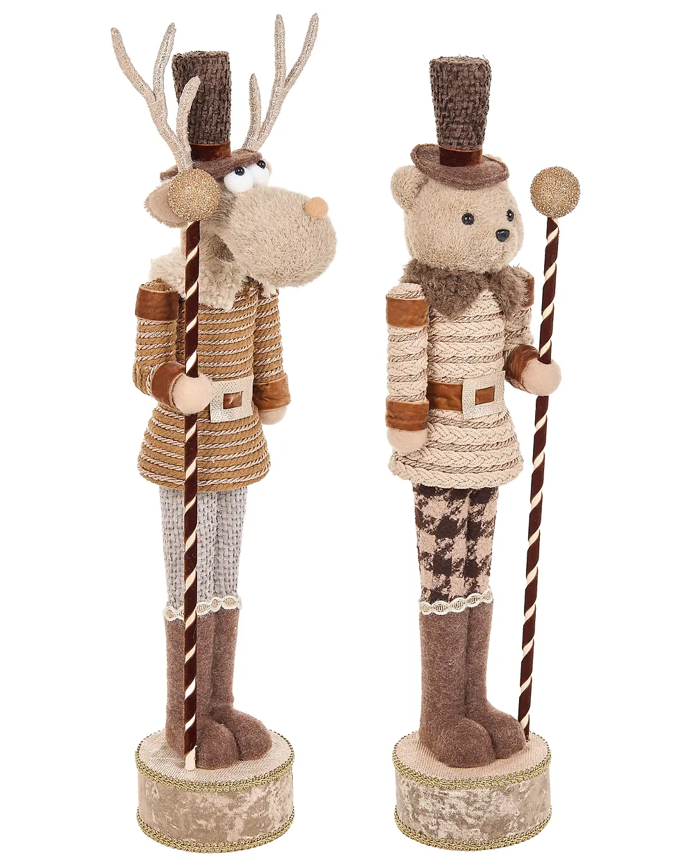 Set of 2 Figurines HAMARI 66/68 cm Bear Reindeer Beige