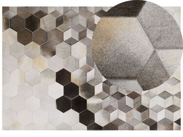Kožený koberec 160 x 230 cm sivá/krémová biela SASON