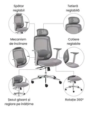 Scaun ergonomic OLYRA Gri_1071080