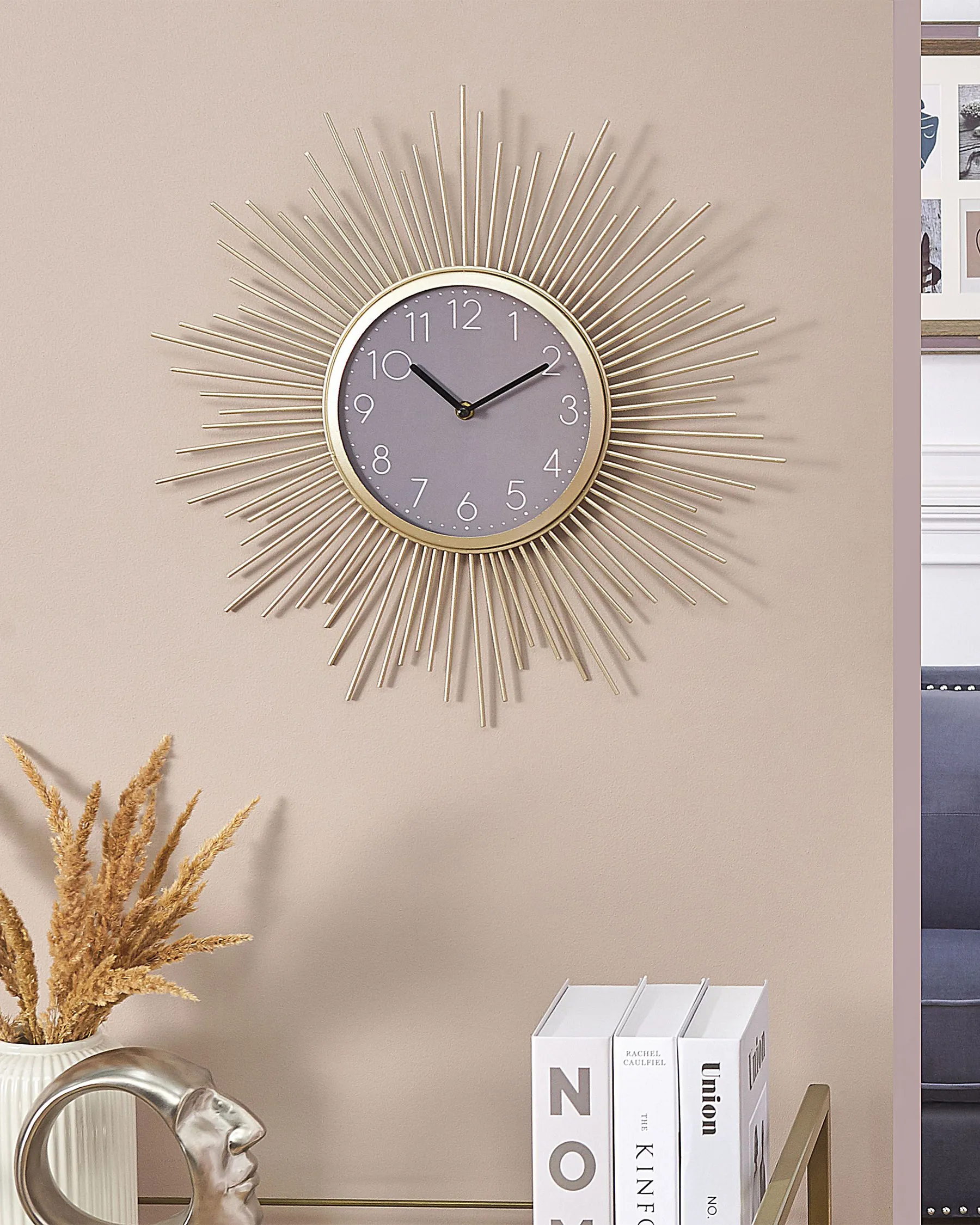 Zegar ścienny SOLURA 45 cm Metal Złoty_790594