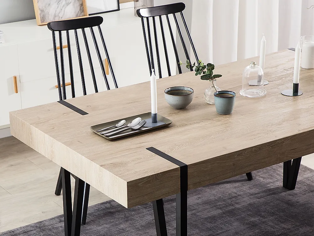 Beliani Esstisch Industrielles Design 150x90 Cm – Dunkelbraun/schwarz, Aus MDF & Metall, Für 6 Personen