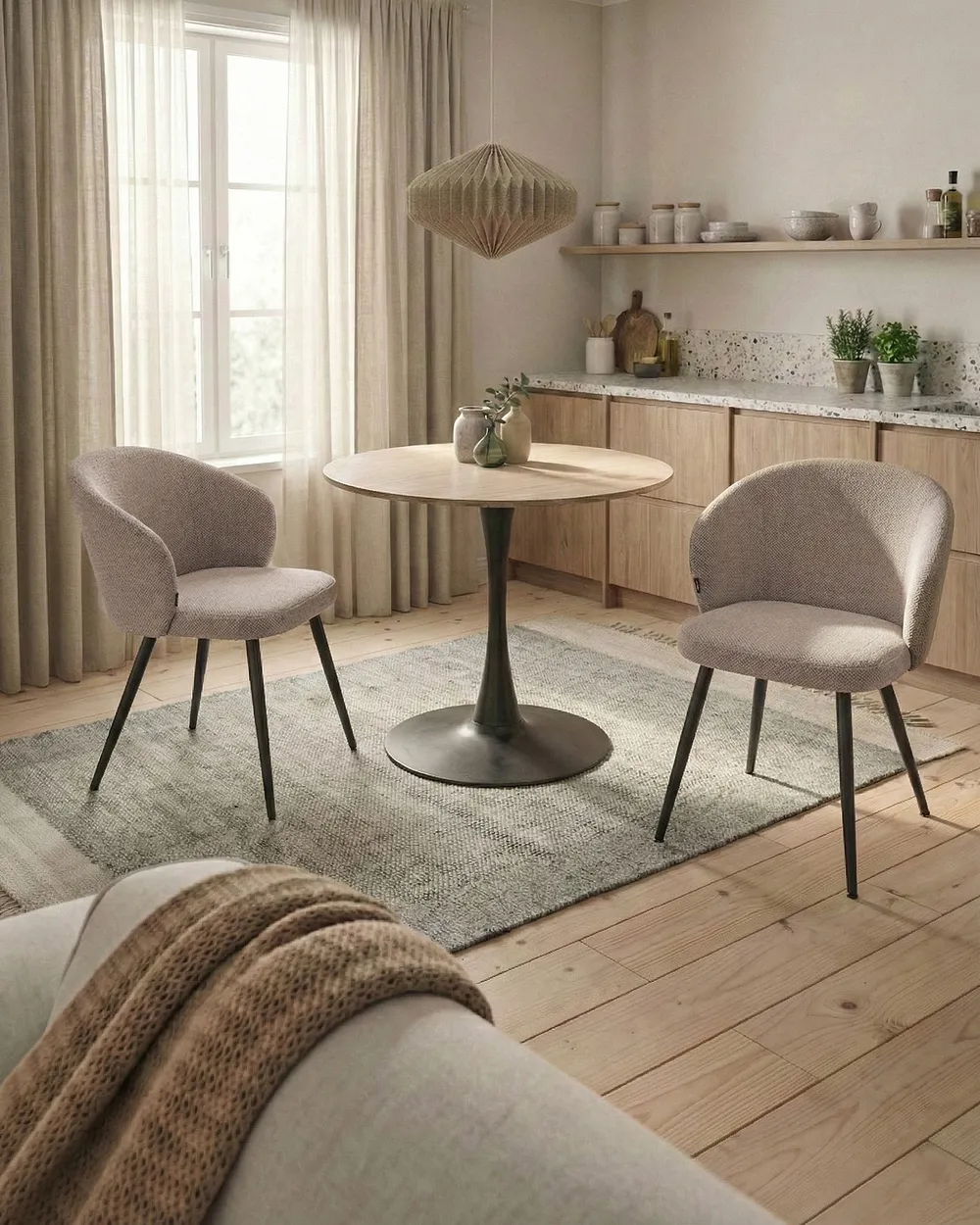 Set of 2 Dining Chairs MOUNDVILLE Fabric Taupe