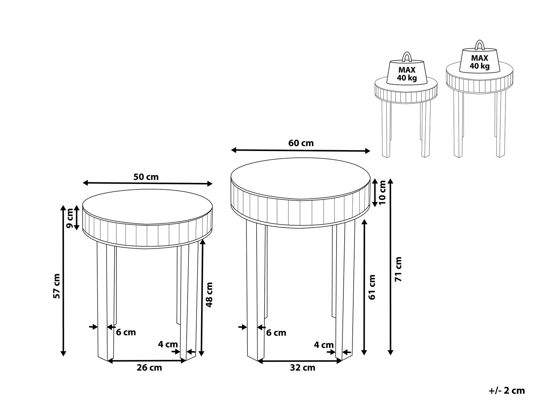 Nest of 2 Mirrored Side Tables Silver RIMARDE_814964