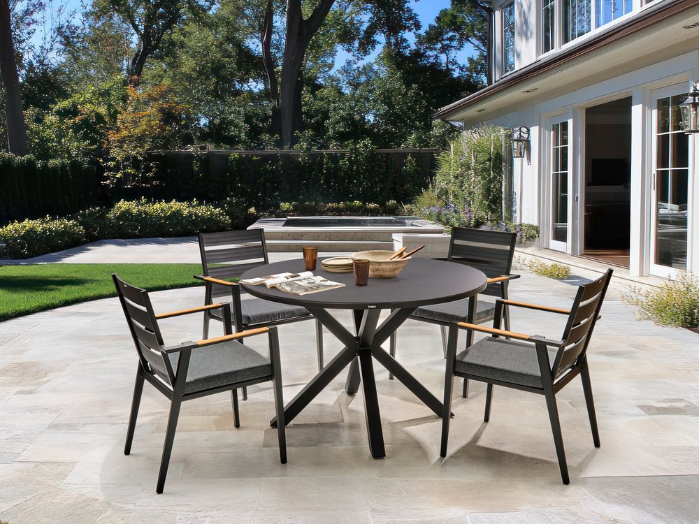 Garden Dining Set 4 Seater MALETTO/TAVIANO with Cushions Metal Black