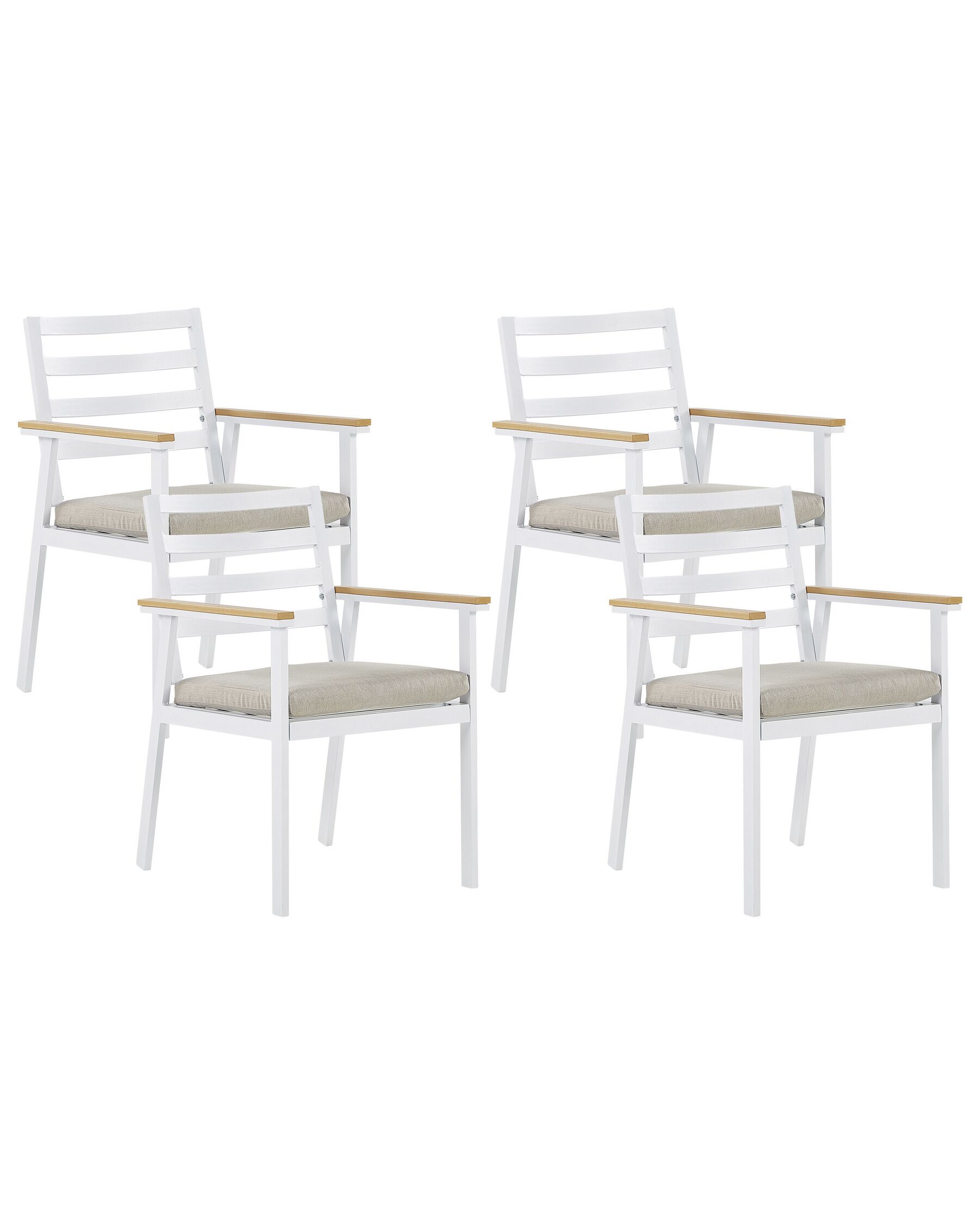 Set of 4 Garden Chairs with Beige Cushions White CAVOLI_818144