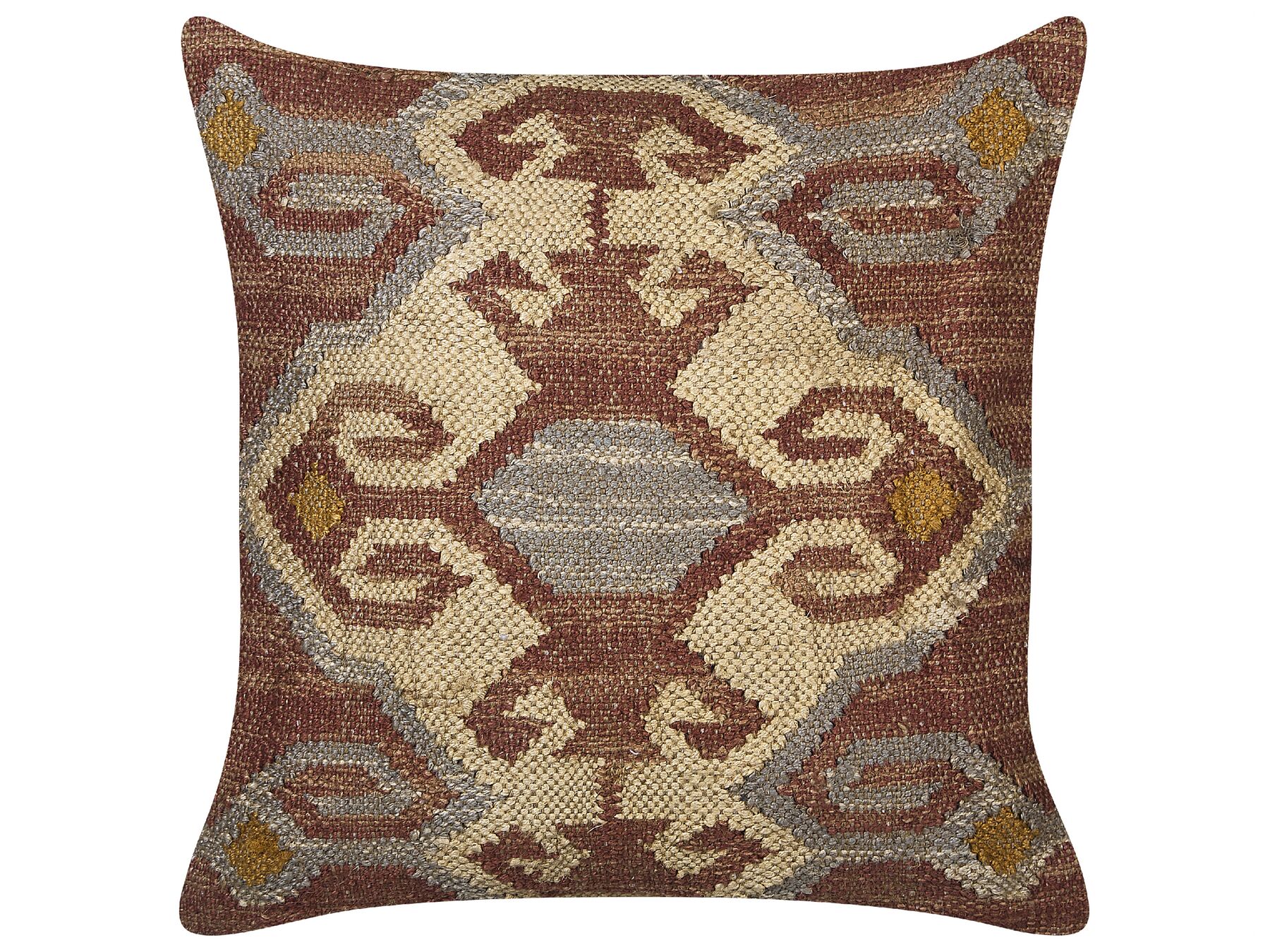 Coussin décoratif en jute avec motif géométrique 45 x 45 cm multicolore URPAD_846606