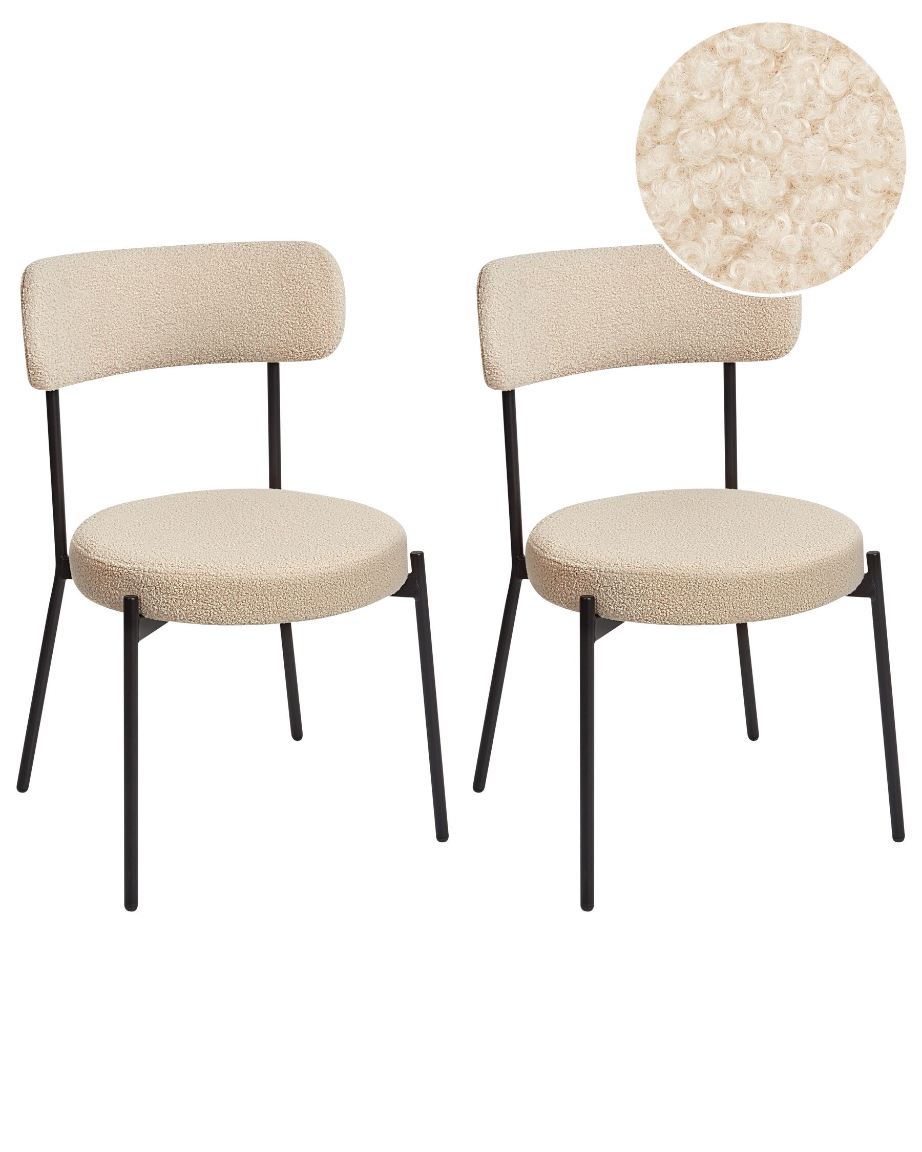 Conjunto de 2 sillas de comedor de bouclé beige claro ALLISON_929044